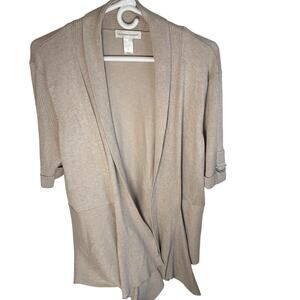 Christopher & banks oatmeal short sleeve open cardigan. Size XL. Cream. Beige